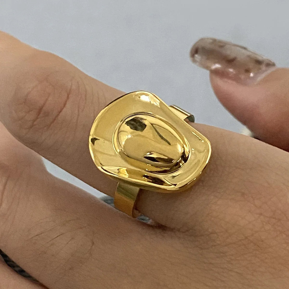 Popular Cowboy Hat Stainless Steel Ring 18k Gold Plated Vintage Ring Jewelry Fashion Gift for Women