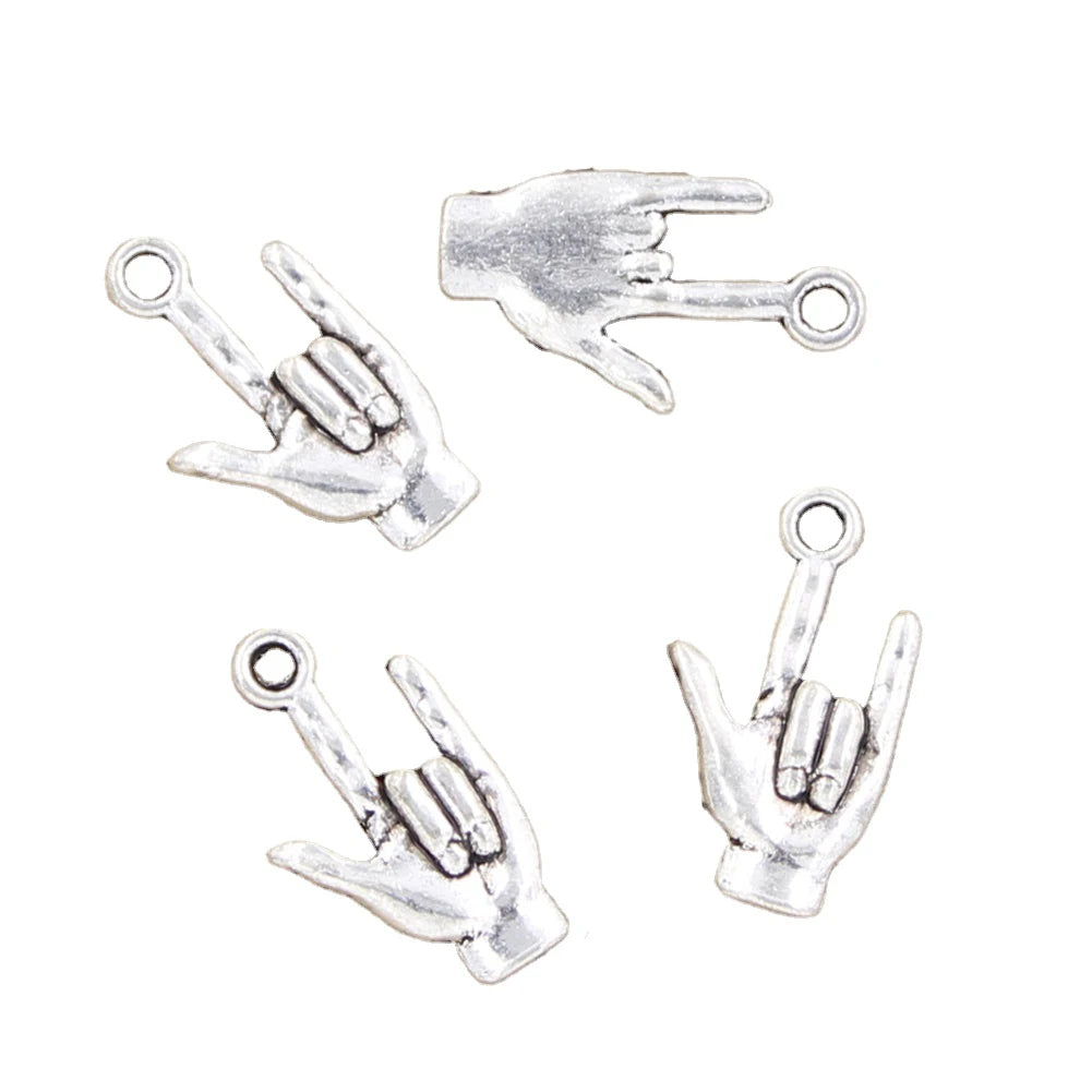 Charms Palm I love You 22x13mm Tibetan Silver Color Pendants Antique Jewelry Making DIY Handmade Craft