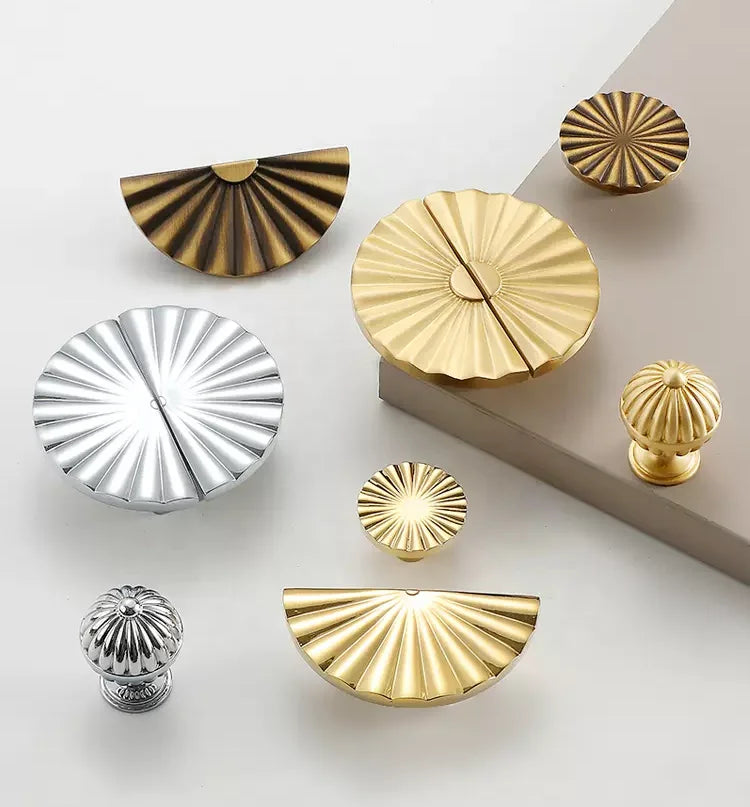 Hot Sale Gold Silver Antique Semicircle Half Moon Brass Handle for Kitchen Cabinets Drawer Knobs Furniture Pulls
