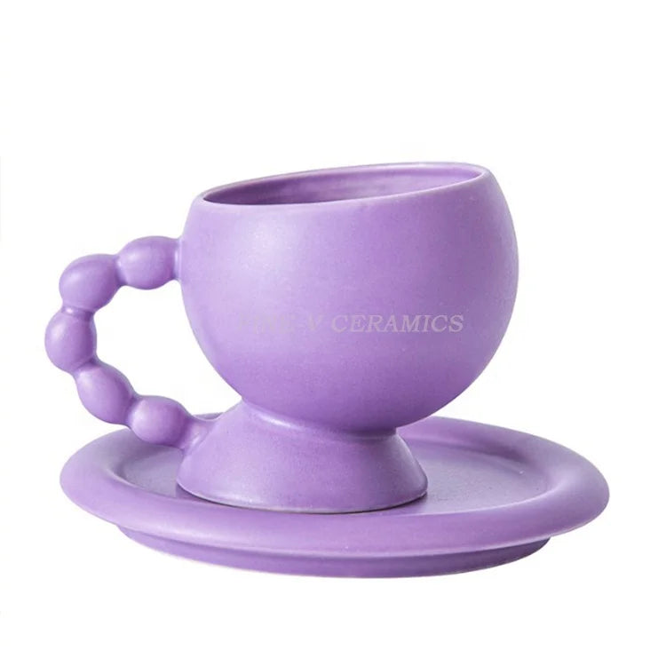 Creative INS Style European Ceramic Coffee Cup Saucer Set Eco-Friendly 250ml Mug Klein Blue Household Simple Design Giveaways