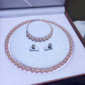 8-9mm Rice Shape Natural Freshwater Pink Pearl Jewelry Set 925 Silver Clasp for Weddings Factory Price