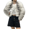 Winter Luxury Overcoat Crop Length Fur Jacket Women Natural Fox Fur Coat