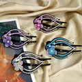 New Fashion French Elegant Hair Claws For Women Colorful Rhinestone Duckbill Hair Clip Three Teeth Clamp With Crystal Flower