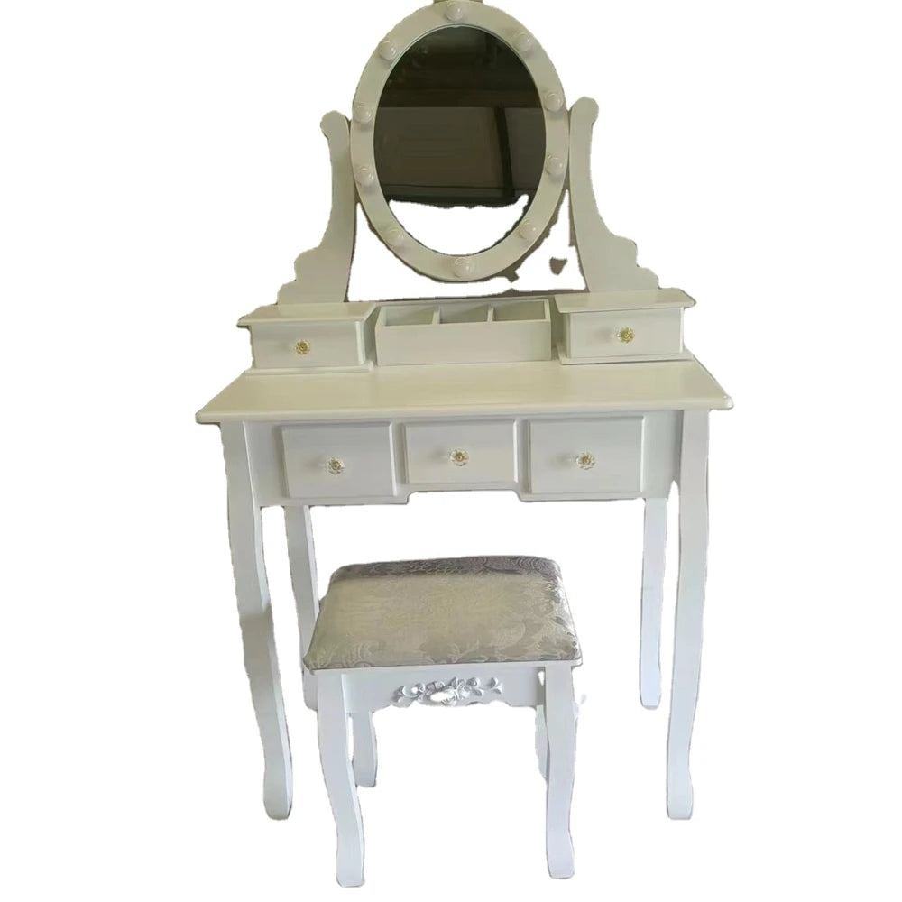 Custom Wooden Dressing Table Foldable Led Light Mirror Makeup for Bedroom
