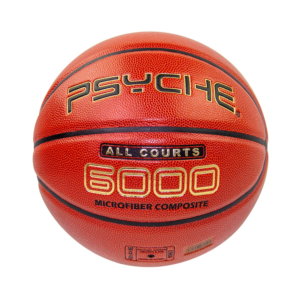Psyche Game Sports Official Size 7 Brown Microfiber PU Laminated Embossed Durable Basketball Custom Logo for Indoor Team Sports