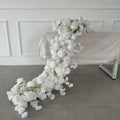 Modern White Artificial Flower Aisle Runner for Wedding Tables Wholesale Decorative Wedding Table Runners