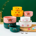 European-style 4.5'' Cartoon Korean Children Round Ceramic Rice Bowl Creative Household Soup Bowl Cute Instant Noodle Bowl