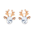 Fashion Christmas Jewelry Gift Cute Crystal Reindeer Korean Style Statement Earring Girl's Stud Earrings