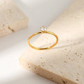 Latest Design Stainless Steel 18K Gold Plated Simple Cubic Zircon Diamond Ring for Women