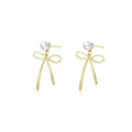 Hot Selling 925 Sterling Silver Shell Pearl Bow 18k Gold Plated ZIRCON Women's Stud Earrings Gift Jewelry Wholesale