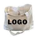 Customized  Logo Eco Green Canvas Shopping Tote Bag With Multiple Pockets