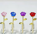 HZ Pretty Crystal Rose Glass Rose Flower for Gifts & Decoration
