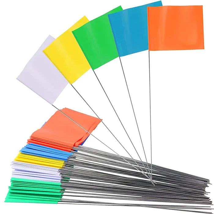 Custom Wholesale High Quality Campaign Any Color Yellow PVC Small Yard Flags Marker Flags for Lawn Marking Flags