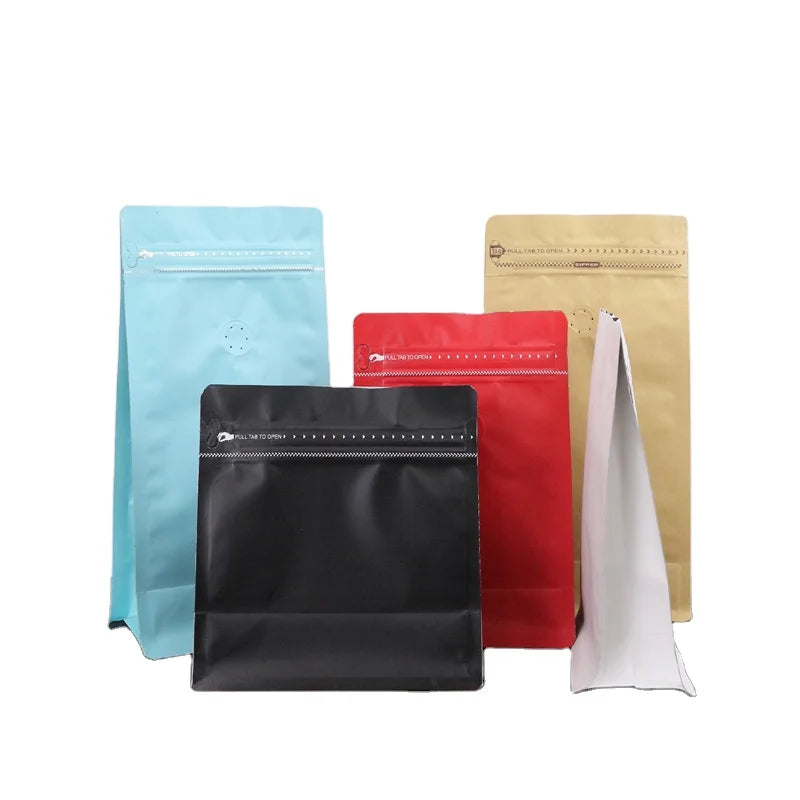 100g 250g 500g Flat Bottom Coffee Pouch Custom Empty Coffee Bags Coffee Beans Packaging Bags Aluminum Foil+PE Material Baina Jia