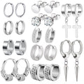 Hot Selling Men's Stainless Steel Geometric Charm Earrings Classic Style with Zircon Pearl for Anniversary Gift