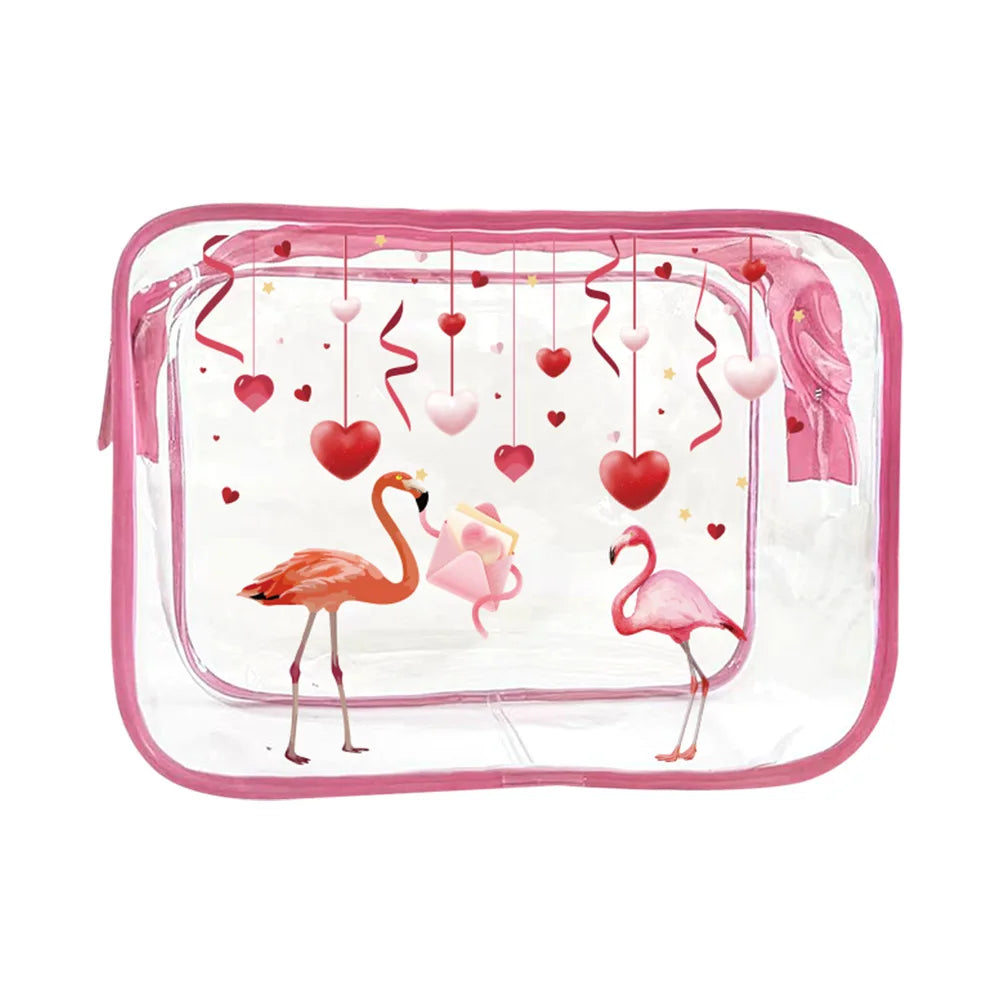 Vintage Travel Transparent PVC Cosmetic Pouch Holiday Christmas Gift Travel Storage Makeup Bag with Letter Pattern