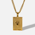 Wholesale 18K Gold Plated Stainless Steel Rose Flower Pendant Necklace for Women Classic Style Engraved Jewelry From Vendor