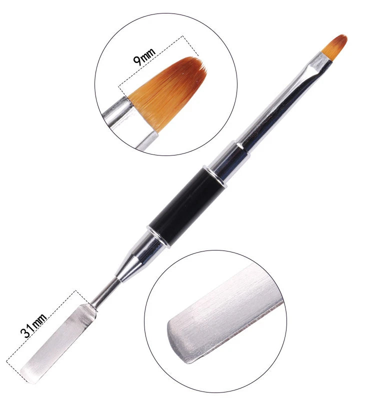 OEM Custom Private Label Nail Art Double Head 2 in 1 Poly Nail Gel Brush