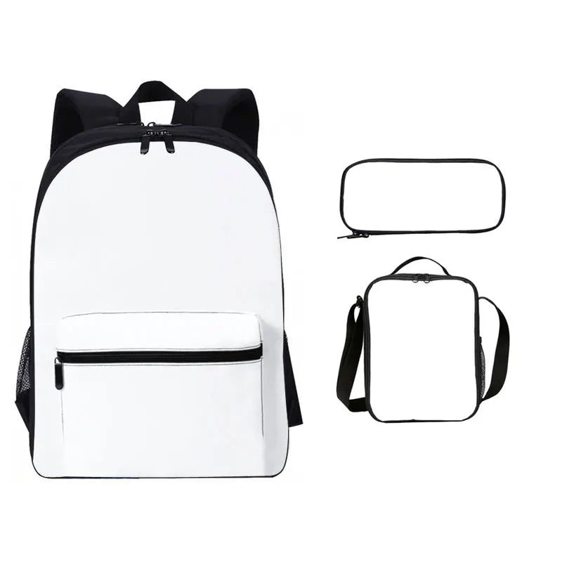 Waterproof 16-Inch School Backpack Lunch Pencil Bag 3pcs Sublimation Con Lonchera Mochilas for Children 3pcs Blank for Men