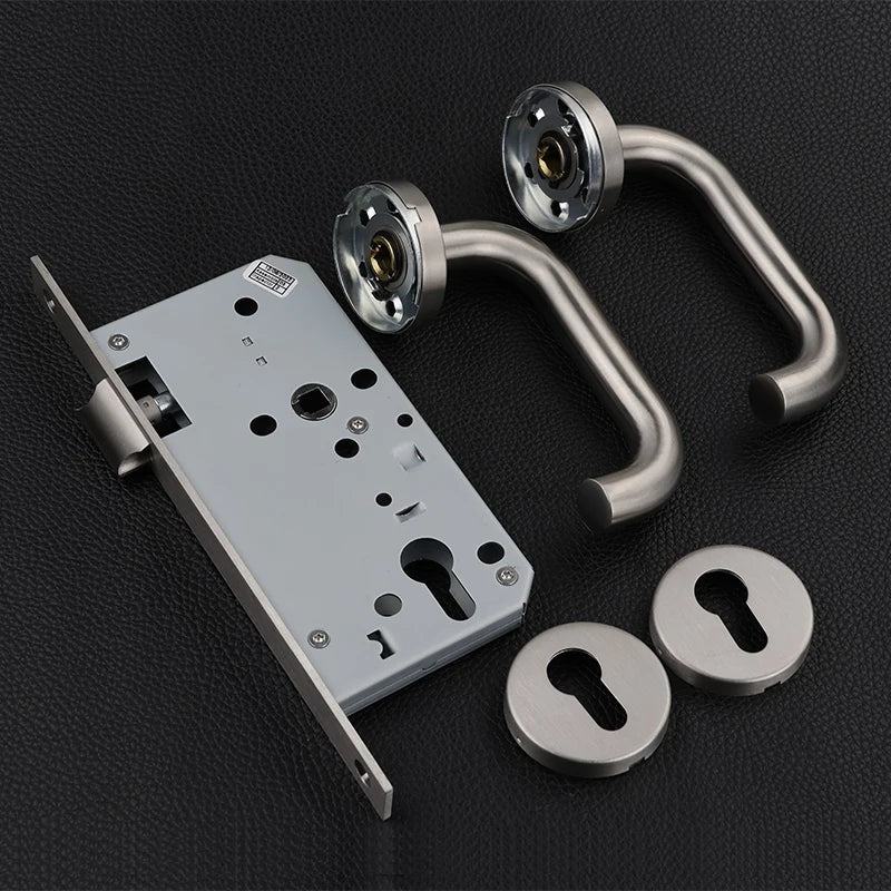 Brushed Stainless Steel 304 Round Pipe Dummy Door Handle Keyless Entry Aisle Corridor Passage Door Knob Lock