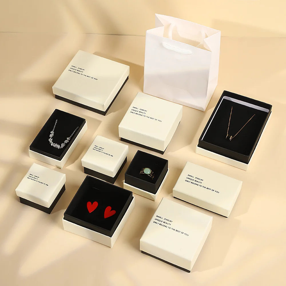 A1 High Grade Cardboard Paper Jewelry Gift Box Custom Necklace Bracelet Rings Jewelry Packaging Thin Jewellery Box With Logo