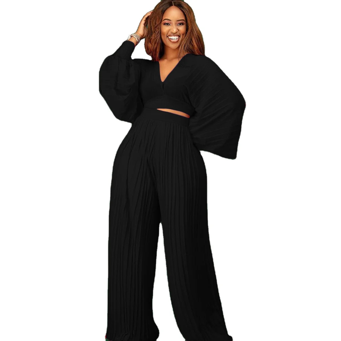 2 Piece Set African  Chiffon Crop Tops Summer Trousers Pants Suit Plus Size Africa Party Clothing for Women Outfits