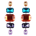 Bohemia Simple Candy Color Quadrangle Resin Dangle Earrings Blue Red Purple Yellow Link Acrylic Crystal Drop Earrings
