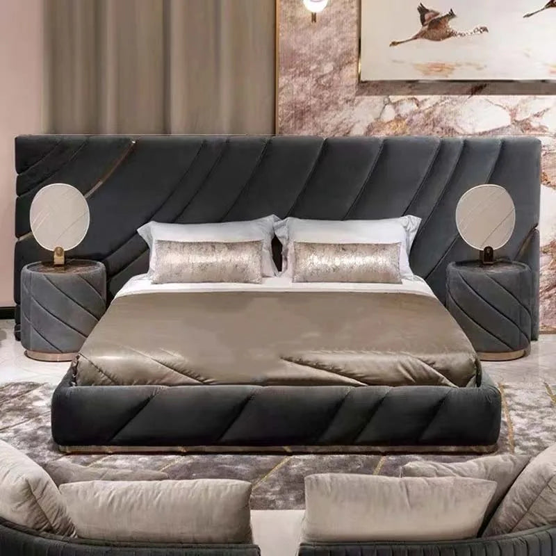 Italian Customize Luxury Bedroom Furniture Set Latest Design Double Bed Upholstered Bed king Size Bedroom Set