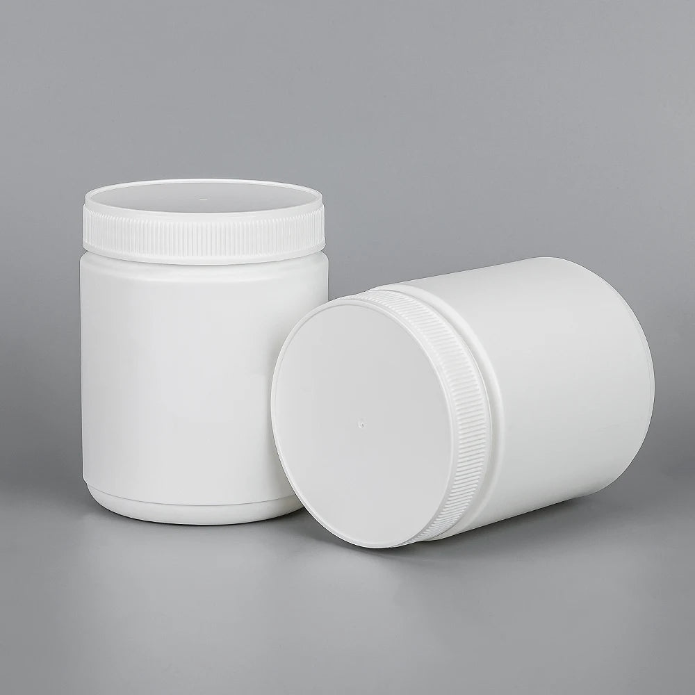 China Factory 500ml 16oz White HDPE Solid Power Jar Protein Food Grade Plastic Bottle Nutritional Supplement Packaging Bottle
