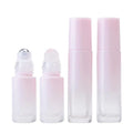 In Stock 5ml 10ml Gradient pink Glass Roll on Bottle With Steel/glass/gemstone Roller and pink Cap for Perfume Lip Oil
