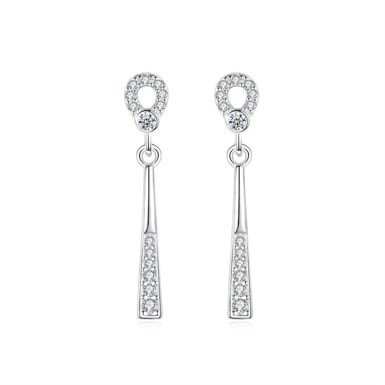 Fashion 925 sterling silver women fashion simple diamond round shape personality geometric drop earrings