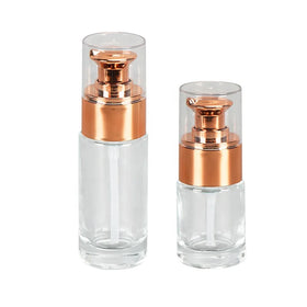 15ml 30ml 1oz Empty Cosmetic Packaging Rose Gold Skin Care Essential Oil Liquid Foundation Glass Pump Bottle