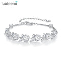LUOTEEMI Adjustable Bracelet With Irregular Zircon Leaves Fashion Lady Designer Box Chain Bracelet for Woman
