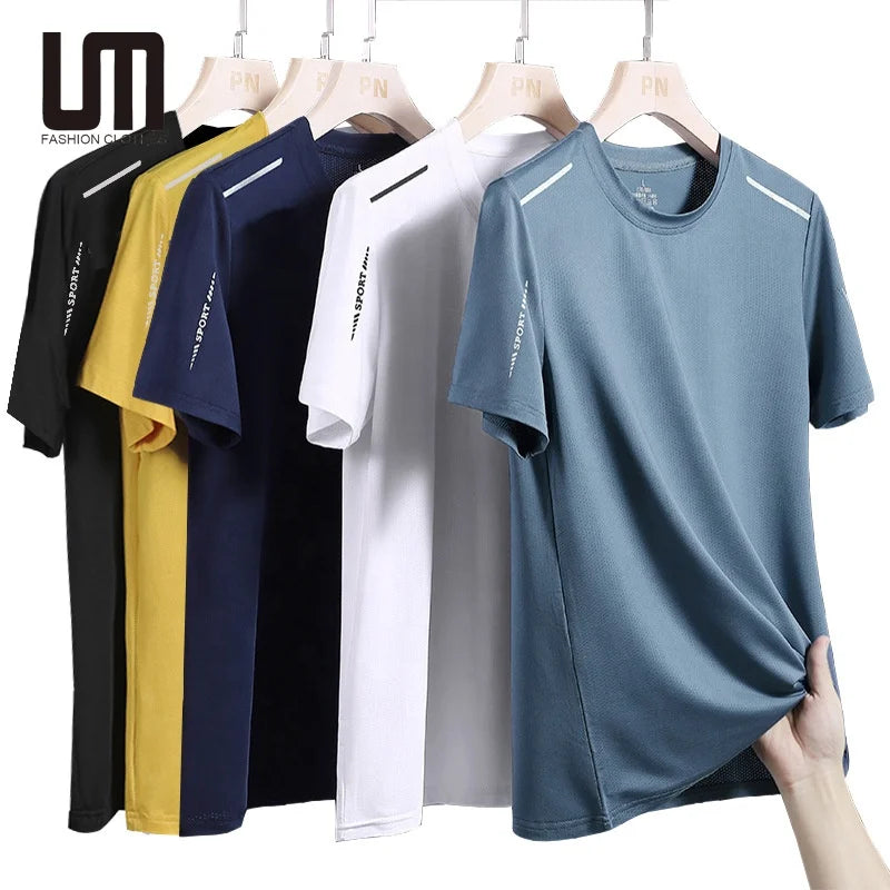Liu Ming Cheap Wholesale Summer Men Short Sleeve Sportswear Breathable Gym Fitness Quick Dry Ice Silk Running T Shirt