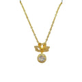 Gold-Plated Copper Double Pendant Inlaid Masonry Ladies Clavicle Chain Pendant Jewelry Gold Store Will Sell Gifts
