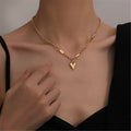 Aimgal Fine Jewelry Tarnish-Free 18K Gold Plating Titanium Steel Love Pendant Clavicle Necklace Weddings Parties Anniversaries