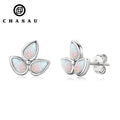 Dainty 925 Sterling Silver Cubic Zircon 18k Gold Plated Pear Cut White Opal Leaves Stud Earrings for Women