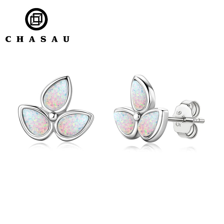 Dainty 925 Sterling Silver Cubic Zircon 18k Gold Plated Pear Cut White Opal Leaves Stud Earrings for Women