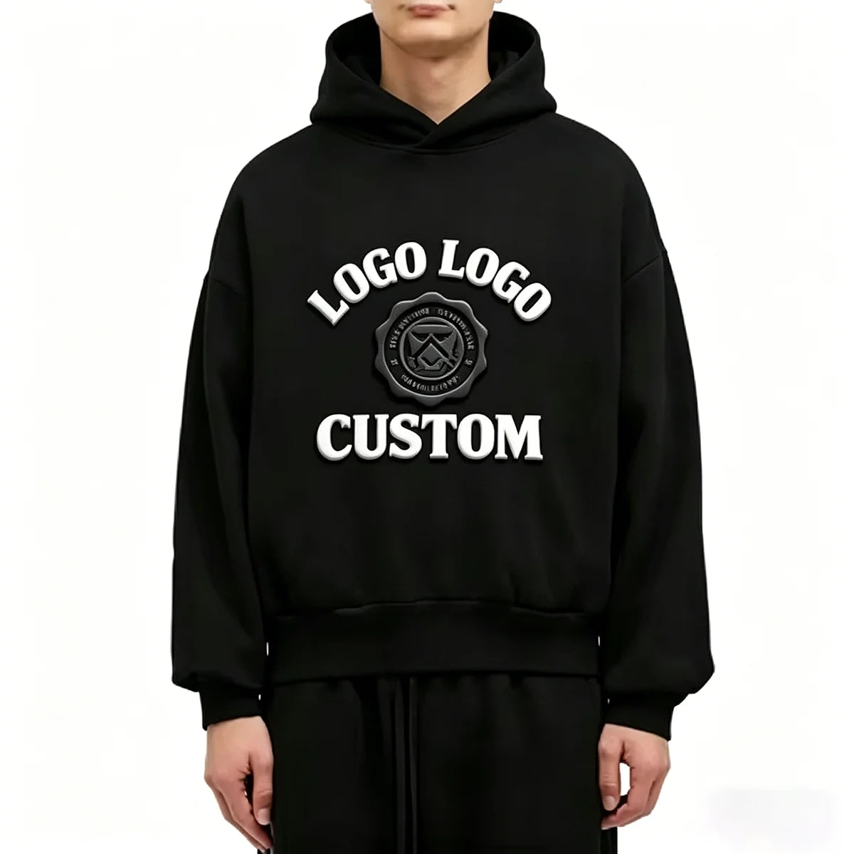Men's Heavyweight 100% Cotton Hoodie 430 Grams Thick Fabric Customizable LOGO Printed Design Loose Fit Street Trendy Style