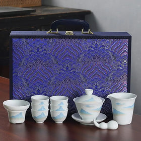Kung Fu Tea Set Drinking Ceramic Modern Office Cover Teacup White Jade Gaiwan Teapot Customizable China Tea Set