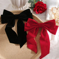 Fashion Design Red Black Fabric Women Party Hair Accessories Solid Satin Large Bow Barrette Girls Hair Bows