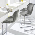 Antique Counter Stainless Steel Frame Modern PU Leather Bar Stool Grey Restaurant Outdoor Workshop Bedroom Dining Living Room