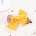 School Polka Fabric Hair Accessories Back to School Pencil Hair Bows Clips