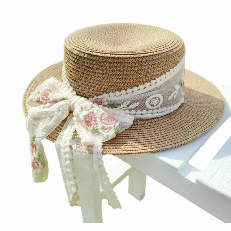 Teens Summer Outdoor Fashionable Wide Brim Beach Sun Straw Hat for Women