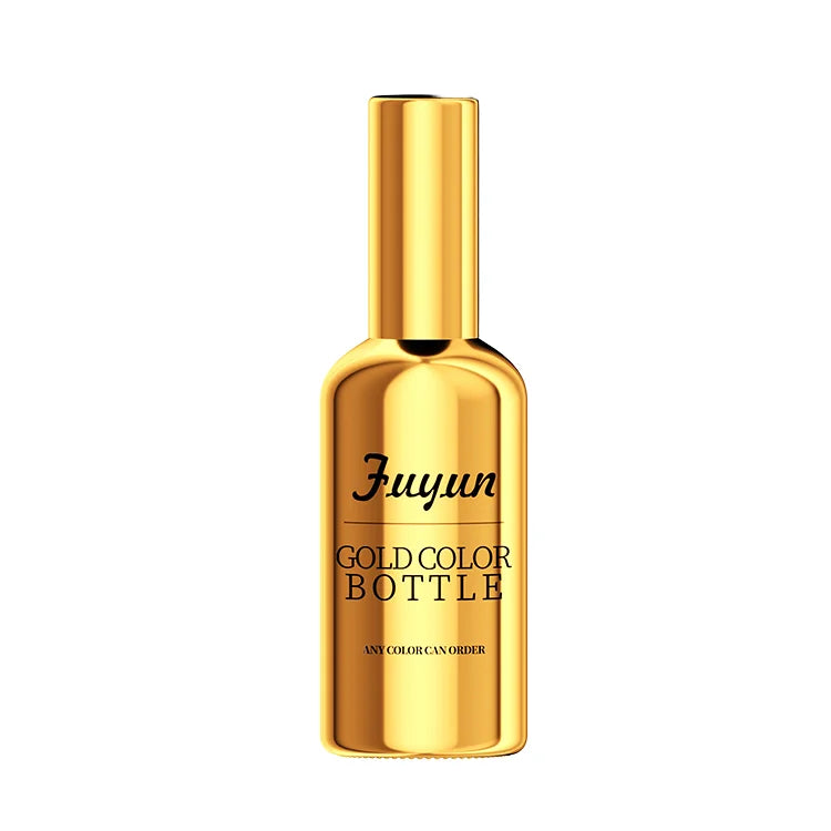 Fuyun Luxury Gold Tone Flat Shape Cosmetic Empty Perfume Spray Glass Pump Bottles 15ml to 100ml Stock for Skincare Diffuser