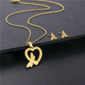 New Hot Selling Heart-shaped Dragonfly Stainless Steel Necklace Set Women's love Insect Pendant Decoration Wholesale