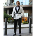 Tailor Made White Wedding Suits Men Formal Double Breasted Slim Fit Stage Performance Casual Blazer Jackets Black Pants