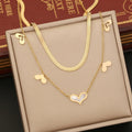 Wholesale Stainless Steel Shell Heart Layered Necklace Female Choker Bracelet Earrings Jewelry Set for Women