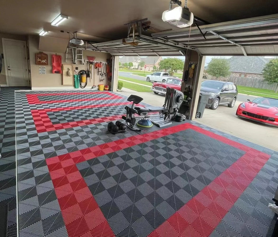 Hot Selling 18mm Thickness Garage Floor Tile Interlocking Gym Flooring Rubber Tiles Balcony Waterproof Outdoor Floor Covering