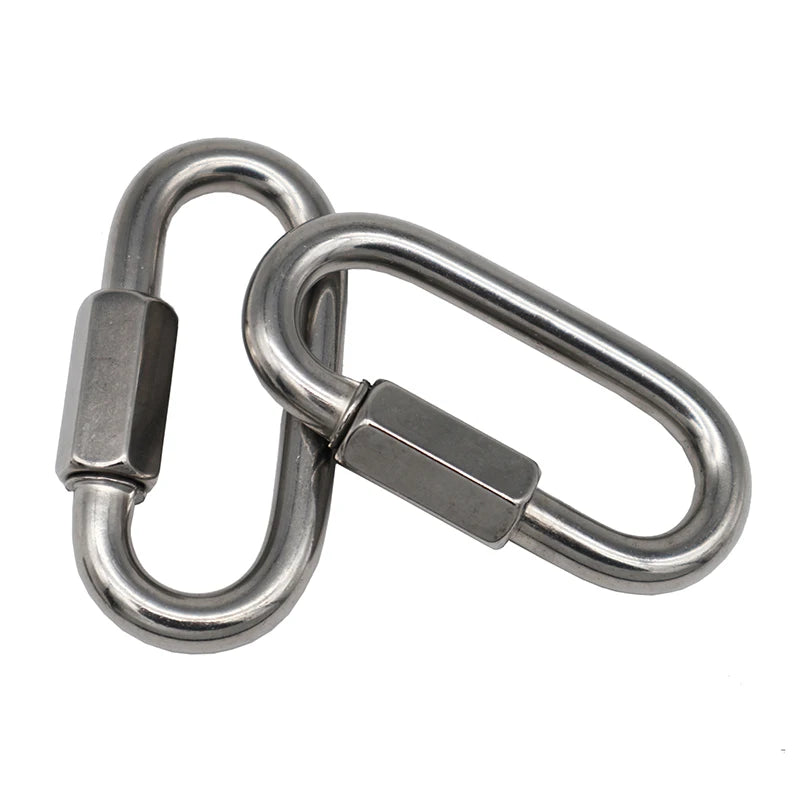Stainless Steel 304 Spring Loaded Gate Snap Carabiner Quick Link Lock Ring Hook for Hammock Camping Climbing